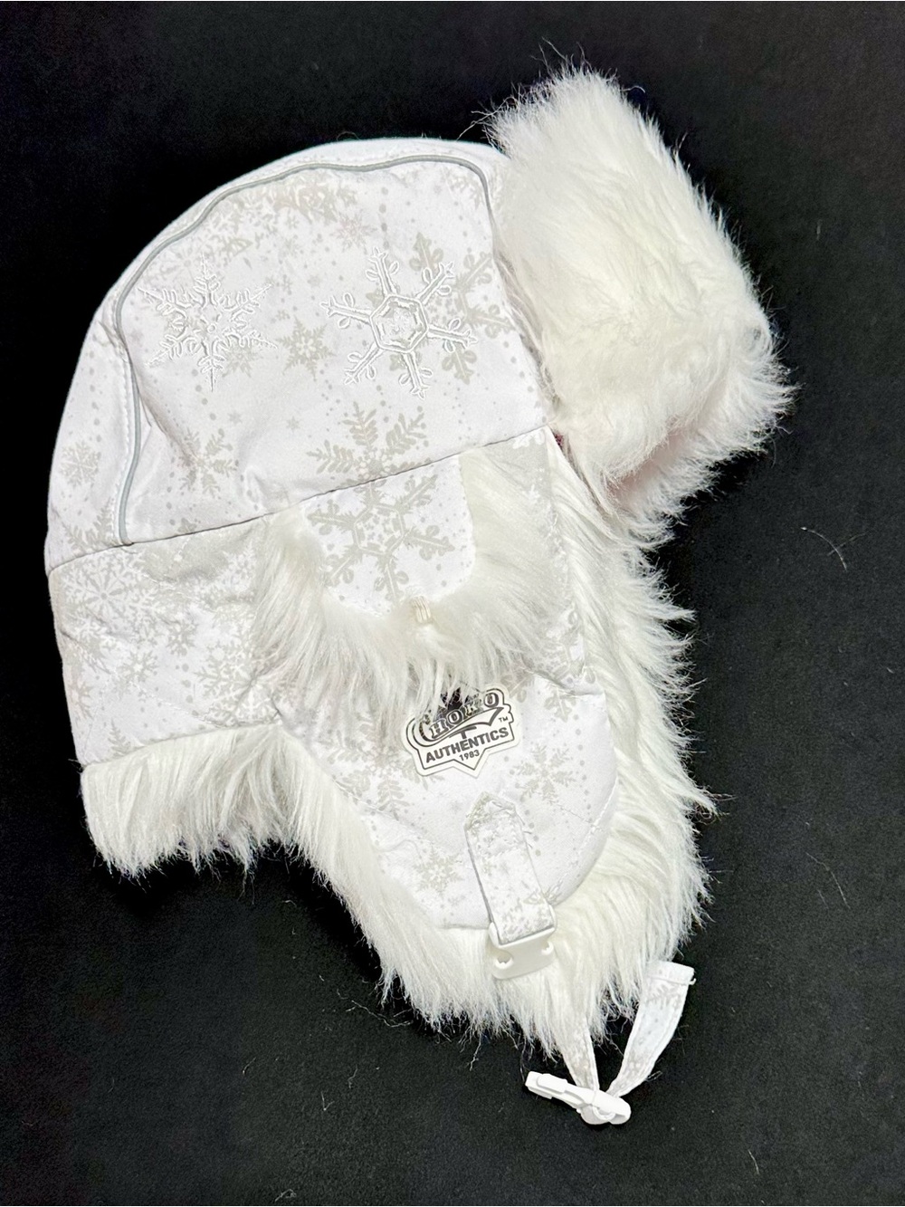 Choko Faux Fur Trapper Hat White Snowflake Winter Aviator Trooper Ear Flap Ski